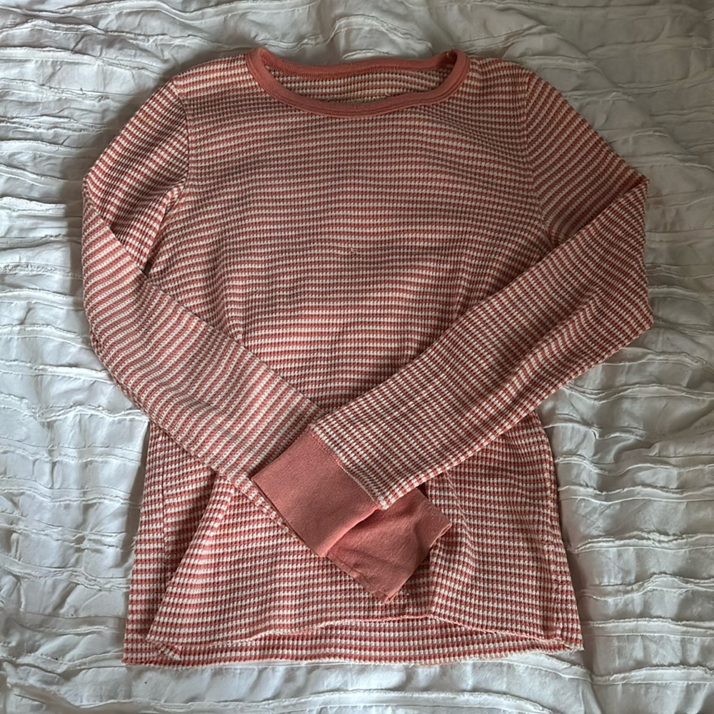 american eagle pink/coral stripe long sleeve